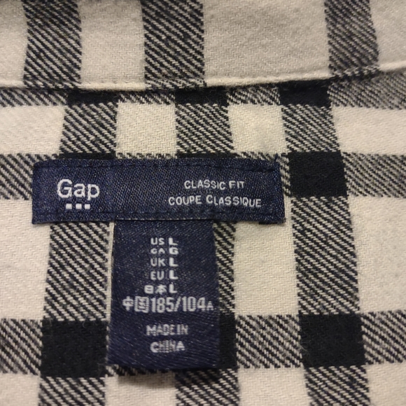 GAP Flannel Black & White long Sleeve Large - Picture 2 of 8